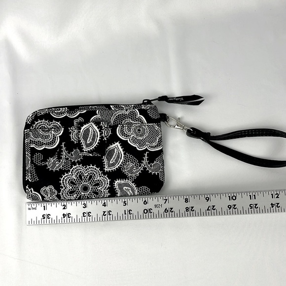 Thirty One Floral Paisley Wristlet Wallet ID Holder Organizer Black White - Picture 6 of 9